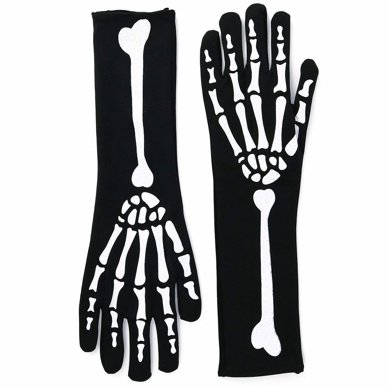 Skeleteen Childrens Bone Hand Skeleton Gloves Costume Accessory - Black, 3 of 7