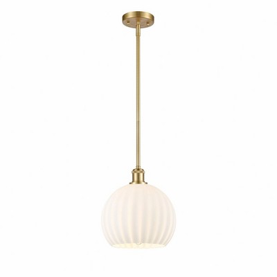 White Venetian - 1 Light Stem Hung Mini Pendant In Modern Style-11.75 Inches Tall and 10 Inches Wide