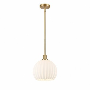 White Venetian - 1 Light Stem Hung Mini Pendant In Modern Style-11.75 Inches Tall and 10 Inches Wide - 1 of 1