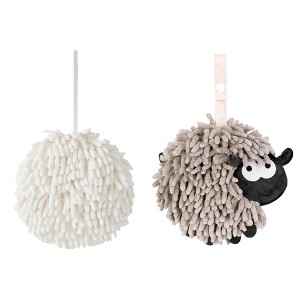 REGALWOVEN 2 Pcs Cute Comfortable Soft Absorbent Chenille Ball Fuzzy Hand Towel - 1 of 4