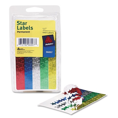 Avery Colored Foil Stars 1/2 Dia Assorted Colors 440/pack 06007 : Target