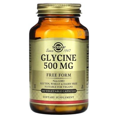 Solgar Glycine, 500 mg, 100 Vegetable Capsules