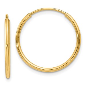 Black Bow Jewelry 1.25mm, 14k Yellow Gold Endless Hoop Earrings, 18mm (11/16 Inch) - 1 of 4