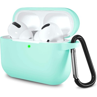 BONGEEK AirPods Pro Case Cover,Soft Silicone Protective Cases Cover Skin for Apple AirPod Pro 2 Charging Case Keychain Front LED Visible,Mint Green