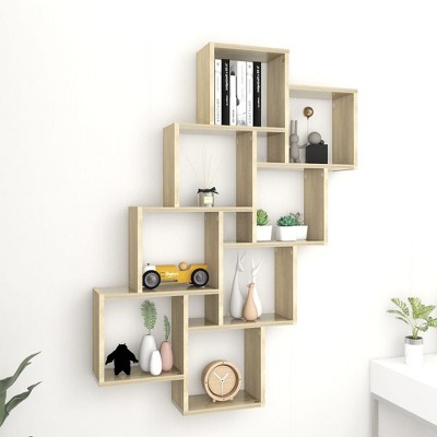 vidaXL Wall Cube Shelf Sonoma Oak 35.4 in.x5.9 in.x46.9 in. Engineered Wood