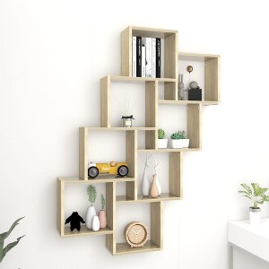 vidaXL Wall Cube Shelf Sonoma Oak 35.4 in.x5.9 in.x46.9 in. Engineered Wood - 1 of 4