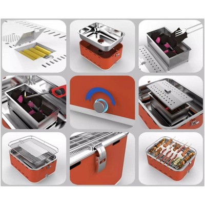 Portable Charcoal Hibachi Grill with Stainless Steel Grates