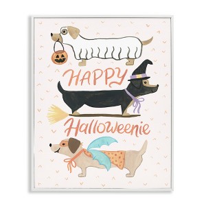 Stupell Industries Happy Halloweenie Festive Dogs Wearing Cute Costumes Framed Giclee Art - 1 of 4