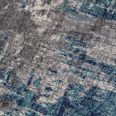 Blue and Gray Abstract 5' x 7' Synthetic Area Rug