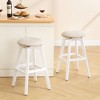 Beautyolove 26 in. White Backless Wood Counter Height Swivel Bar Stool with Padded Fabric Seat (Set of 2) - 3 of 4