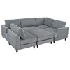 6-Piece Corduroy Modular Sectional Sofa with Ottoman, Wooden Legs, and Freely Combinable - 4 of 4