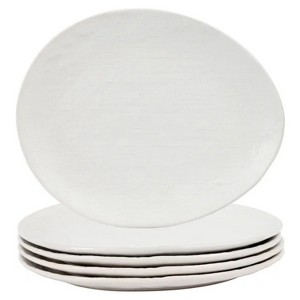 LunaLulinlk Linen Artisan Dinner Plate Set, 4 Pieces Dinnerware Dishes Set, Irregular 11 Inches Ceramic Plates Suitable White, Large - 1 of 4