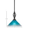 Toltec Lighting Elegante 1 - Light Pendant in  Matte Black with 12" Teal Crystal Shade - 2 of 2