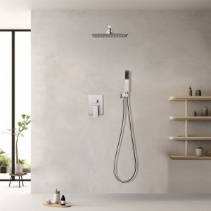 Cobbe 12 Inches Bathroom Rain Mixer Shower Combo Set Wall Mounted Rainfall Shower Head System Brushed Nickel Finish Shower Faucet Rough-In Valve - 1 of 4