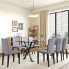 9-Piece Dining Set with Tempered Glass Table and 8 PU Armless Chairs - 3 of 4