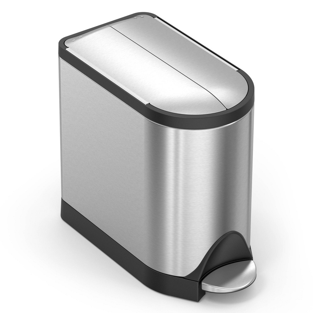 simplehuman 10L Butterfly Lid Bathroom Step Trash Can Stainless Steel