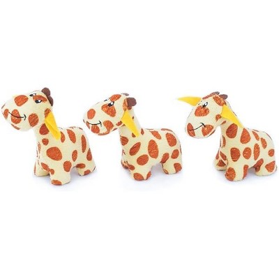 ZippyPaws - Zoo Friends Burrow, Interactive Squeaky Hide and Seek Plush Dog Toy - Giraffe Miniz, 3 Pack