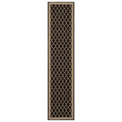 2'7" x 8'2" Gibson Outdoor Rug Black/Beige - Safavieh