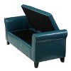 Hayes Faux Leather Armed Storage Ottoman Bench Teal - Christopher Knight Home: Elegant Settee with Pressure Hinges - 3 of 4