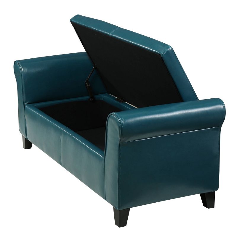 Hayes Faux Leather Armed Storage Ottoman Bench Teal - Christopher Knight Home, 4 of 8