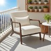 Garvee Upholstered Armchair With Scooped Arms, Mid Century Modern Fabric Accent Chair For Bedroom Studio Waiting Room Living Room, White-Brown - 3 of 4