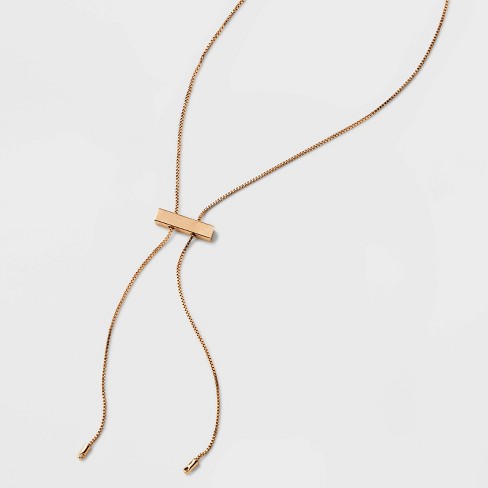 Slider Bar Bolo Tie Y-line Necklace - Universal Thread™ Gold : Target