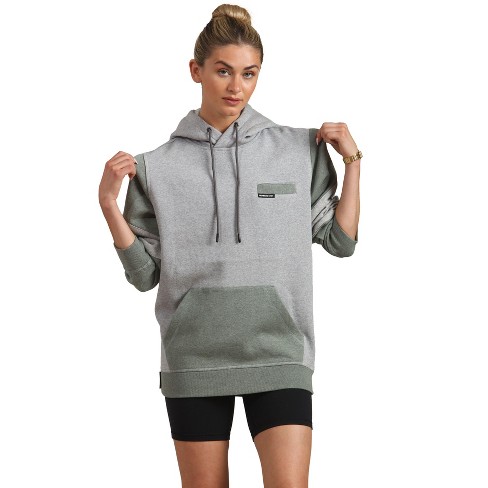 Members Only Women's Drew Colorblock Oversized Hooded Sweatshirt - Ash -  2x-large : Target