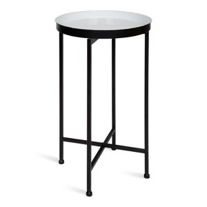 Kate and Laurel Celia Round Metal Tea Table, 14x14x25.75, Black and White - 1 of 4