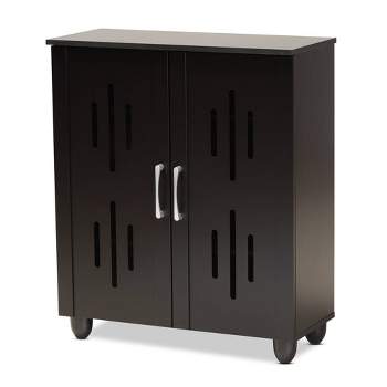 Renley Espresso Wood 2 Door Shoe Storage Cabinet Brown - Baxton Studio