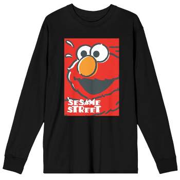 Sesame Street Elmo Men's Black Long Sleeve Shirt