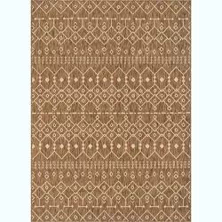Nors Brown Indoor/Outdoor Flat-Weave Pile Nordic Lattice Pattern Area Rug 6x9 (6'7" x 9'3")