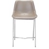 Brushed Steel Frame Counter Stool, 39.8"H Brown Faux Leather Seat, Upholstery, Set of 2 By Zuo Modern - 4 of 4