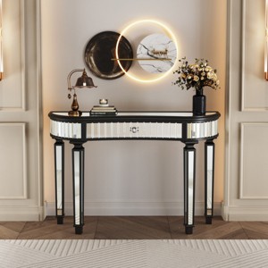 Console Table Glam with Fluted Glass Panels and Crystal Knob Drawer for Entryway 47in-3irtyhousy - 1 of 4