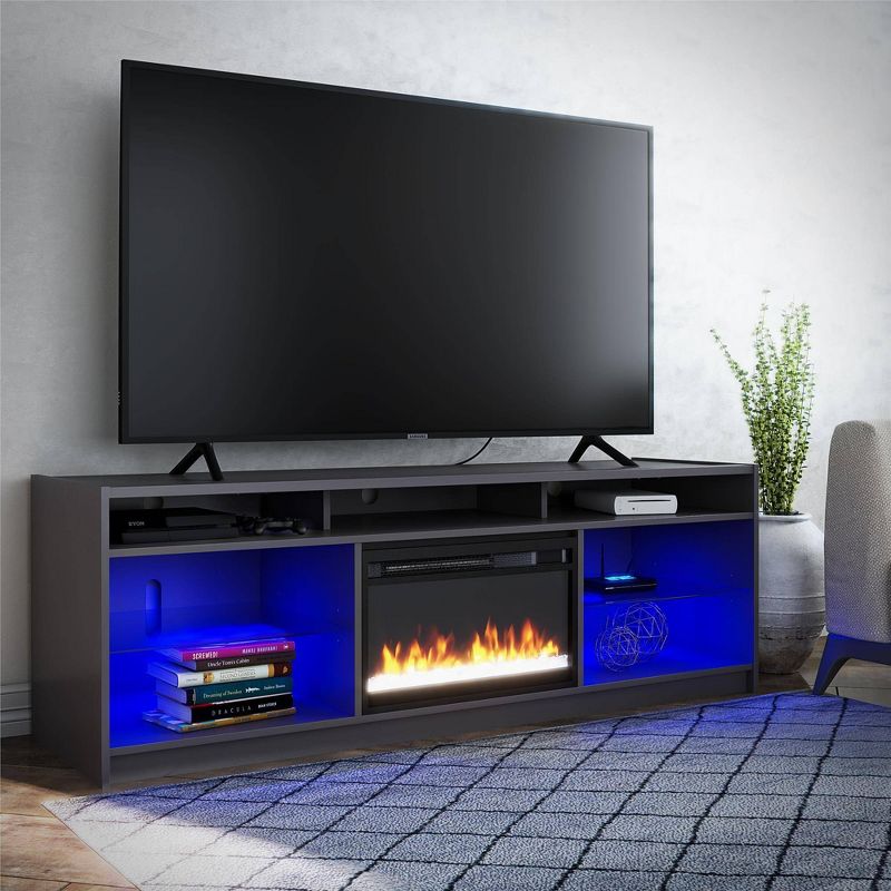 Sonara Fireplace TV Stand for TVs up to 75&#34; Graphite Gray - Room &#38; Joy, 3 of 8
