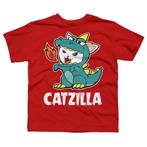 Boy's Design By Humans Catzilla Halloween Costume Dragon Monster Kitten Cats Lover By lenxeemyeu T-Shirt - 1 of 3