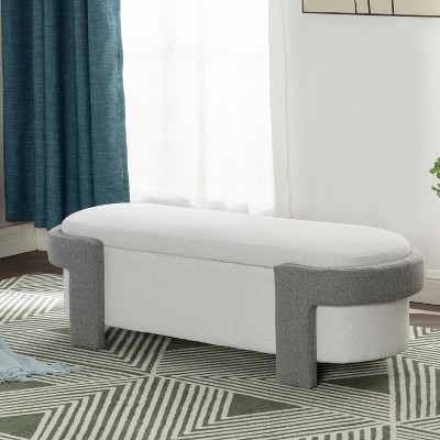 CAVINAS Polyester Storage Ottoman Bench,Upholstered Storage Ottoman,Storage Bench for Living Room,Bedroom