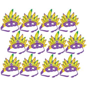 KOVOT Set of 12 Inflatable Mardi Gras Masks | 12" Inflatable Mask for Carnivals and Dress-Up