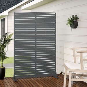 Wooakway Elegant Outdoor Vertical Garden Trellis with Hanging Planters, Metal Design for Patios and Gardens - 1 of 4