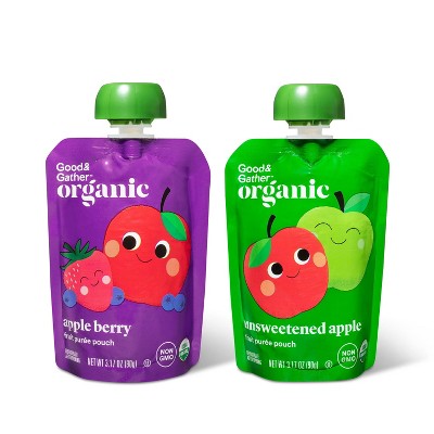 Organic Applesauce Pouches - Apple &#38; Apple Berry - 12ct - Good &#38; Gather&#8482;