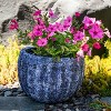 Sunnydaze Fluted Lava Finish Ceramic Planter - Dark Blue - 13.5" Round - 4 of 4