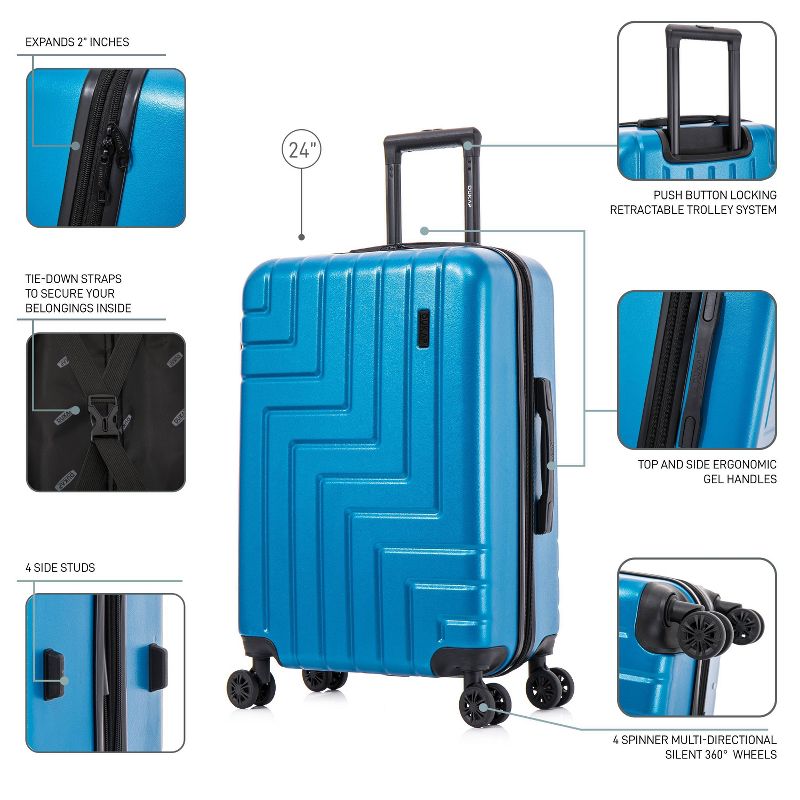 DUKAP Zahav Lightweight Hardside Medium Checked Spinner Suitcase - Teal, 4 of 18