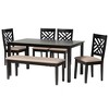 Baxton Studio Gustavo Modern Sand Fabric and Walnut Brown Finished Wood 6-Piece Dining Set - 2 of 4