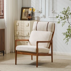 Kumasinova Polyester/Boucle Modern Accent Chair with High Back,Lounge Chair with Solid Wood Frame,Comfy Reading Chair for Living Room,Bedroom - 1 of 4