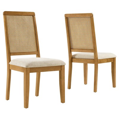 Modway Arlo Faux Rattan and Wood Dining Side Chairs - Set of 2