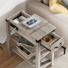 TROPOW End Table with USB Ports and Outlets, Flip Top Side Table with Drawer and Storage Shelves for Small Space - 2 of 4
