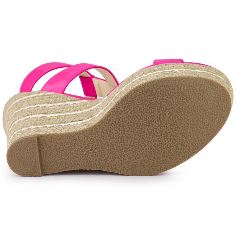 Allegra K Women's Espadrille Strappy Platform Wedges Sandals, 5 of 7