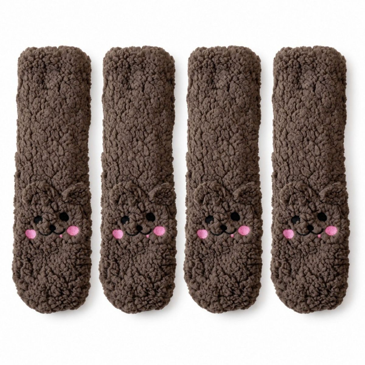 Anna-Kaci Women's Fuzzy Bear Crew Socks 2 Pair US 5-10.5