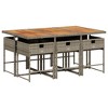 vidaXL 7 Piece Patio Dining Set - Gray Poly Rattan Garden Furniture with Cushions and Acacia Wood Tabletop for Outdoor, Backyard, or Patio - 4 of 4