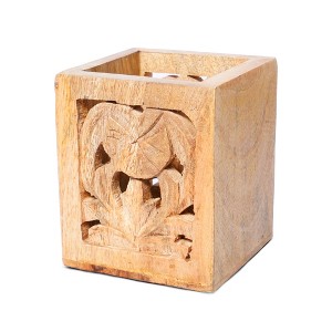 Mela Artisans Wooden Pencil Cup Holder (Natural) - 1 of 3