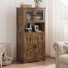 50.4" Freestanding Pantry Cabinet with Glass Doors, Adjustable Shelves, Large Storage Cupboard for Kitchen Bathroom Living Room - 4 of 4